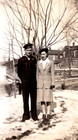 Vintage Old Antique Photo Picture Usa Navy Sailor Man Lady Wife Boy Winter Snow