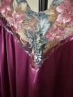 Vintage Plus Size 80s 90s Plum Purple Satin Nightgown Lace V Neck Slip  as Is 