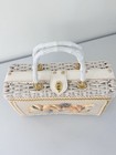 Ailas White Wicker Box Handbag Purse Floral Applique Women s Special Occasion