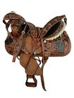 Pro Western Horse Saddle Barrel Racing Trail Tooled Leather Tack Set 15 16 17