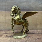 Vintage Pegasus Winged Horse 6 5    Tall Brass Statuette On Brass Base
