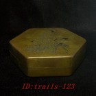 5 Inch Old Chinese Bronze Carving God Of Longevity Statue Ink Box Collection