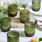 8pcs Large Green Votive Candle Holders - Glass Tea Light Decor For Weddings  Par