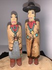 Navajo Couple Craved Figures On A Base 10    Tall     Eva   Amos   signed Freeman 2012