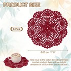 6pcs Crochet Handmade Doilies 7 8  Placemats Lace Coasters Burgundy