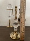 Vintage Crystal Brass Vanity Razor   Shaving Brush On Stand