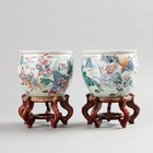 A Pair Of Chinese Porcelain Fish Bowls 19thc