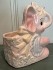 Vintage Mcm Baby Elephant Nursery Pastel Kitsch Decor Ceramex Floral Planter 7   