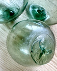 Vintage Round Hand Blown Sea Green Glass Fishing Float Buoy Lot Of 3