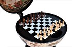 Chess Board Set W  Pieces Hidden In Table Top Nautical Old World Wood 13  Globe