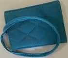 Vera Bradley Retired Rare Blue Microfiber Luggage Tag Id Holder Excellent