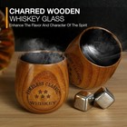 Wooden Whiskey Glass Set - Charred Wooden Bourbon Drinking Glass  Whisky Glasses