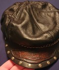 Vintage 3d Emblem Harley Davidson Bike Leather Cap Hat Studs Chain Visor