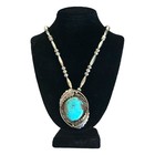 Vintage Native American Sterling Silver   Royston Turquoise Pendant Necklace