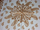 Vtg Ivory Tablecloth With Hand Made Gold Floral Embroidery 76  X 52    7 Napkins