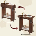 End Table With Charging Station  Foldable Narrow Side Table  Narrow Nighstand   