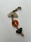 19th Century Chinese Small Jade Charm With Tiny Coral   Pearl Beads 