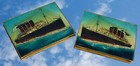 Cunard Line Lusitania Mauretania Ww1 Memorial Painted Glass Mother Pearl Plaques