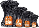 Zip Cable Ties Assorted Sizes 4    6    8    12     Heavy Duty Nylon Black Uv Resistant
