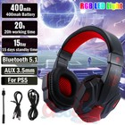 Wired 3 5mm Gaming Headset Mic Led Headphone Stereo Bass Surround For Pc Laptop
