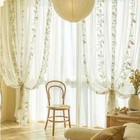 Korean Pink Rose Sheer Lace Curtain For Girls Room Bedroom Romantic Idyllic Blue