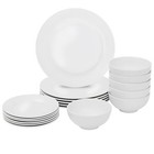 Dinnerware Set 18 Piece Plates Bowls Round White Porcelain Kitchen Service For 6