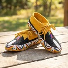 Handcrafted Native-inspired Beaded Women Moccasins   Western Seed-bead Suede Art