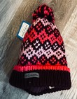 Nwt Columbia Youth Lined Heavy Pom Pom Beanie Winter Hat Pink Burgundy Fair Isle