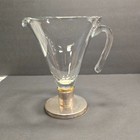 Unique Vintage Mid   century Glass Martini Pitcher Silver   plated Pedestal 7 75 