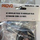 Telephone Extension Cord 15 Feet Long Phone Cable Line Wire - Black Lot Of 6