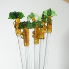 Cocktail Stirrers Palm Trees Hand Blown Glass Set Of 7 Vintage Swizzle Sticks