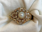 Antique Yellow Gold Ring Old Cut Mine Diamond Pearl 4 5g Jewelry Sz 6 25  read 