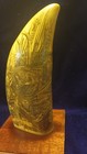 Vintage Replica Scrimshaw Whale   s Tooth fitting Out The Sun Beam Lots Of Details