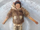 Antique Greenland Doll Mother With Child Handmade Jointed Wood  Mid 19th Century