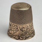 Antique 10 K Gold Thimble Monogram Intricate Flower Work Maker Mark