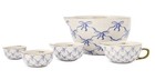 Thyme   Table Blue Bow Ceramic Measuring Bowl 5 Pc Set Gold Handle New In Box