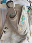 Waist 32  sz 8 Oktoberfest Beige  women lederhosen shorts Embroidered  Edelweiss