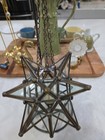 Vintage Moravian Star Hanging Tea Light Lantern Candle Holder Glass Bronze Metal