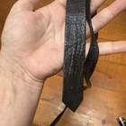 80s Genuine Texturedblack Leather Retro Skinny Slim Necktie Made In Aus