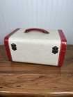Vintage Towne Luggage Train Case Red Cream White Hard Shell Makeup Cosmetic