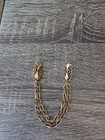 Vintage Gold Tone Metal Double Chain Dress Clip For Women Fashion Jewelry