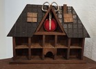 Thimble Display Shelf Vintage Wooden House-shaped Wall Hanging Grannycore