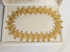 Vintage 1970s Vend  me Gold Tone Articulated Statement Collar Necklace W  Box