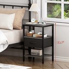  Nightstand Set Of 2  Bed Side Tables With Charging Station  Adjustable Fabric 