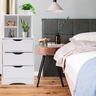 3 Drawers Nightstand Storage  Modern Wood End Table Bedside Night Table