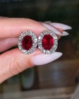 5 60 Ct Oval Cut Natural Ruby Diamond Wedding Bridal Earring Stud 14k White Gold