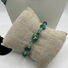 Fused Dichroic Glass Necklace  Earrings Bracelet Set Sterling Silver