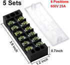 15pcs 5 Sets 6 Positions Dual Row 600v 25a Screw Terminal Strip Blocks With   6