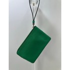 Coach Corner Zip Wristlet Green Crossgrain Leather Silver Logo F58032