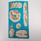 Vintage Vera Neumann Linen Tea Towel Bread Chianti Wine Turquoise Mcm Signed Nos